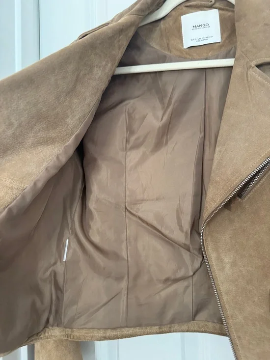 Mango Suede Biker Jacket in Camel - Picture 8 of 13